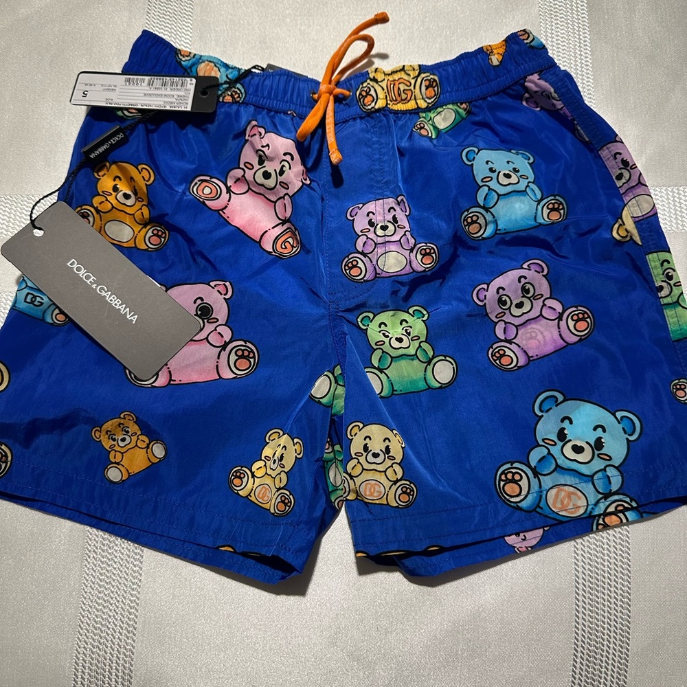 NEW DOLCE & GABBANA | Blue Teddy Bear Swim Trunks | Size 5 - Picture 2 of 9